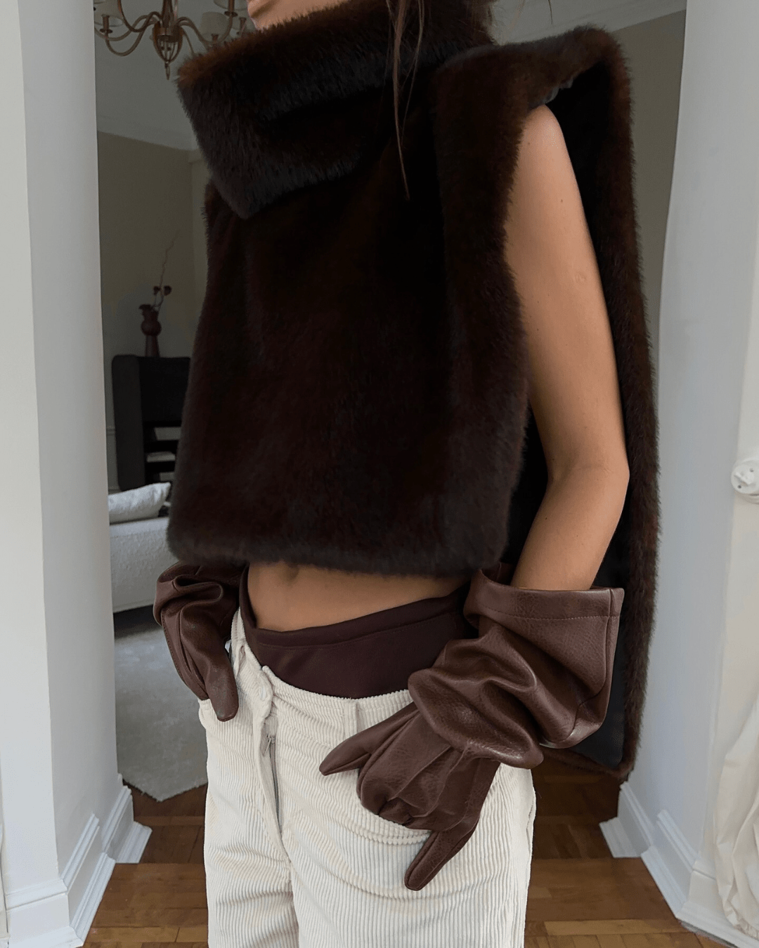 SOKYND Ivonne Faux Fur Turtleneck Vest Vestsdb1767625273836282471BrownS