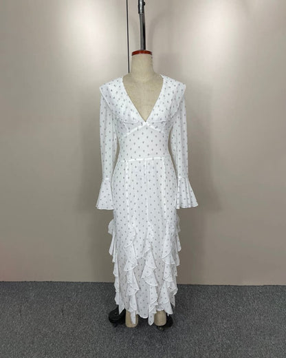 Gloria ausgestelltes Ärmelvolant Maxikleid