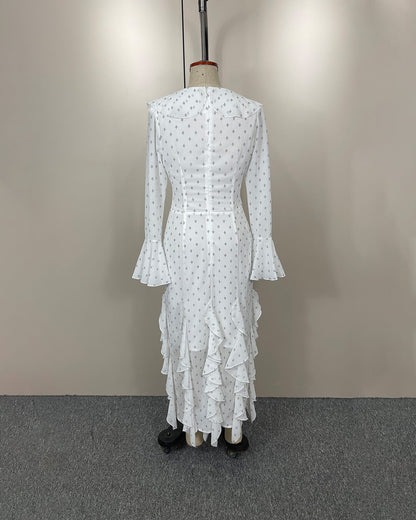 Gloria ausgestelltes Ärmelvolant Maxikleid