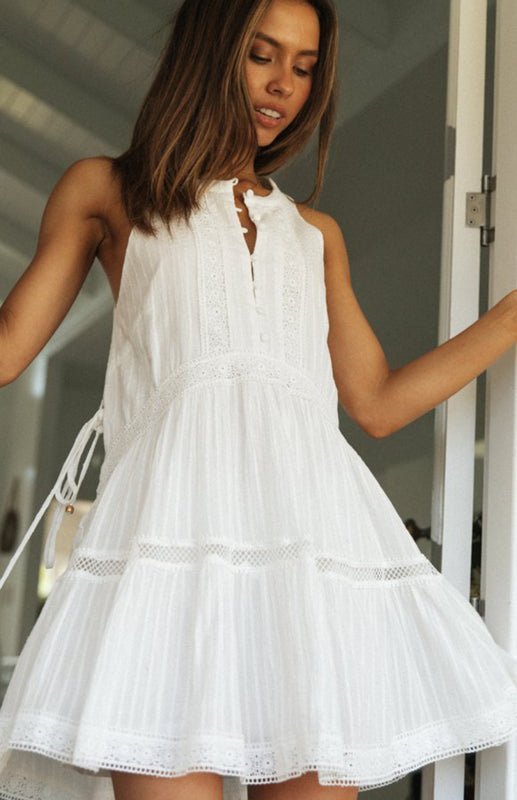 SOKYND Jackie Boho Sleeveless Mini Dress DressWhiteS