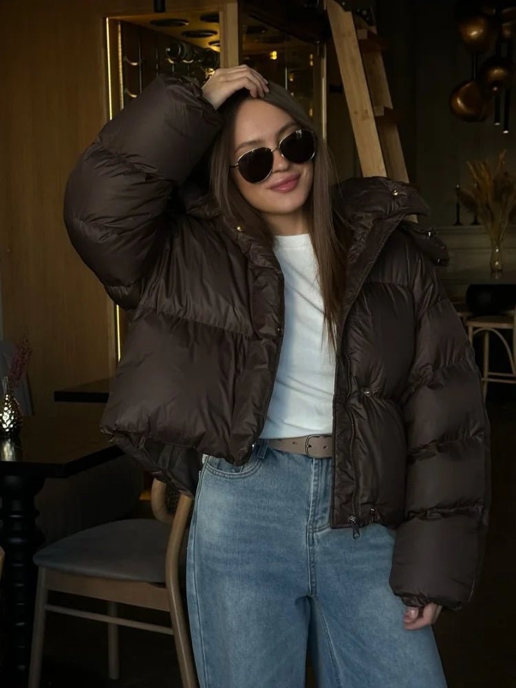 SOKYND Jaliyah Short Hooded Puffer Jacket Coats & JacketsDn1767356248750275077BrownL