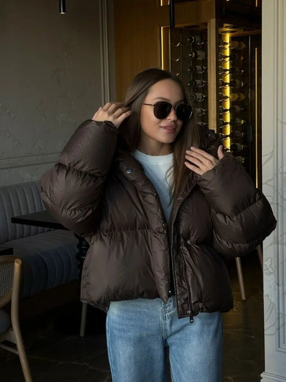 SOKYND Jaliyah Short Hooded Puffer Jacket Coats & JacketsDn1767356248750275077BrownL