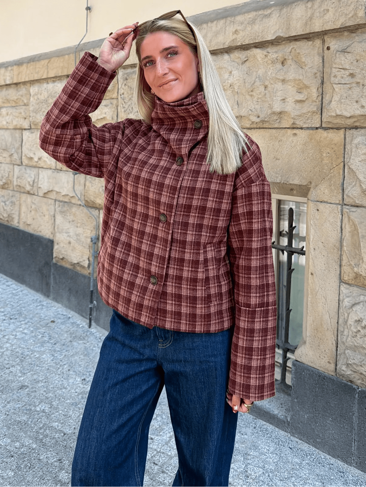 SOKYND Jane Plaid Stand Collar Coat CoatSOKYND-608023-M-OS-77719M