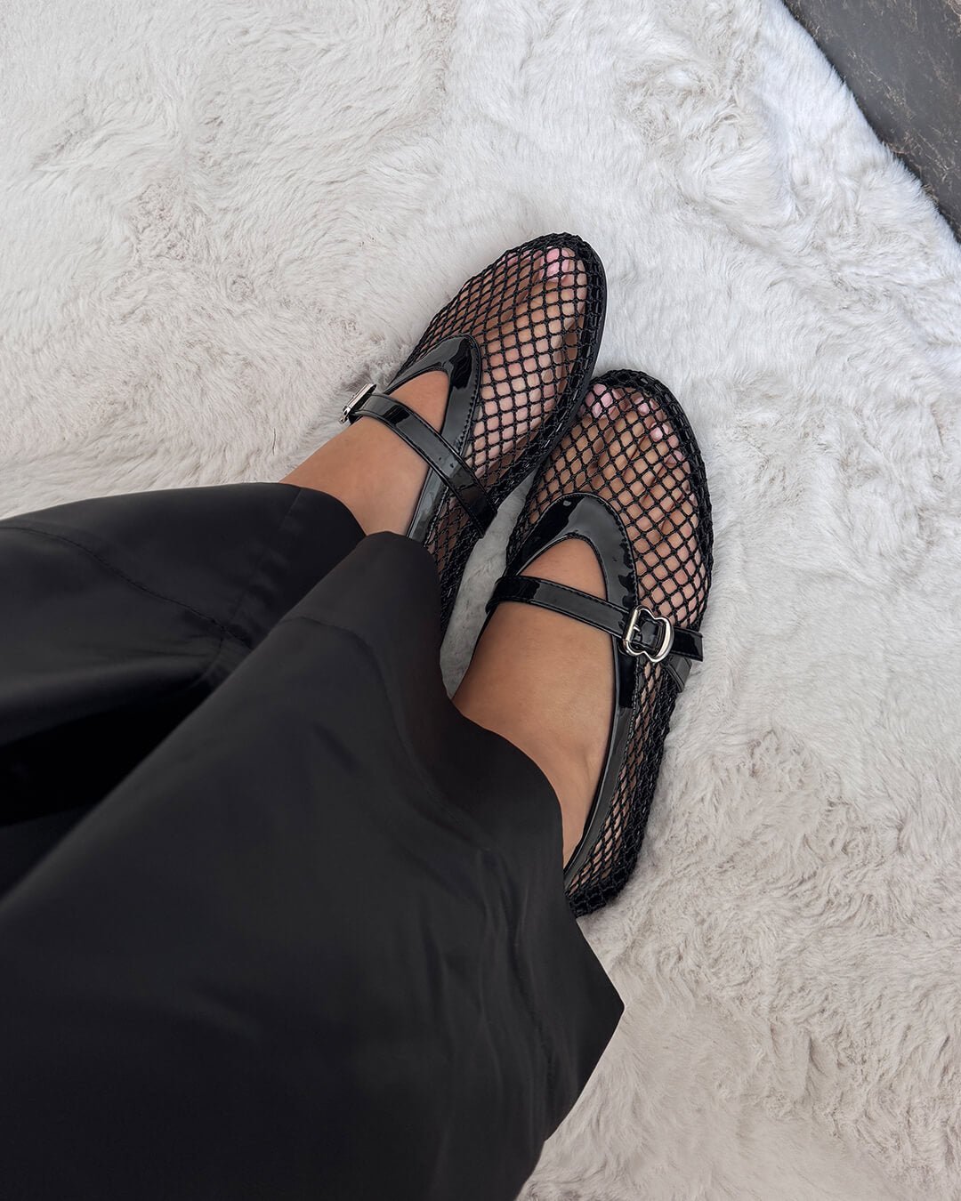SOKYND Jessica Mesh Ballet Flats ShoesBeige36