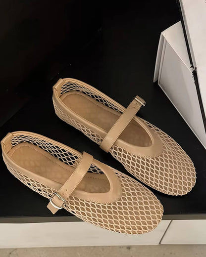 SOKYND Jessica Mesh Ballet Flats ShoesBurgundy36