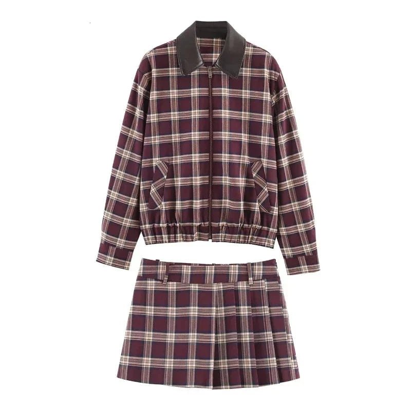 SOKYND Julia Check Bomber & Skort Set Matching SetsSOKYND-326551-JAC-M-97047Jacket OnlyM