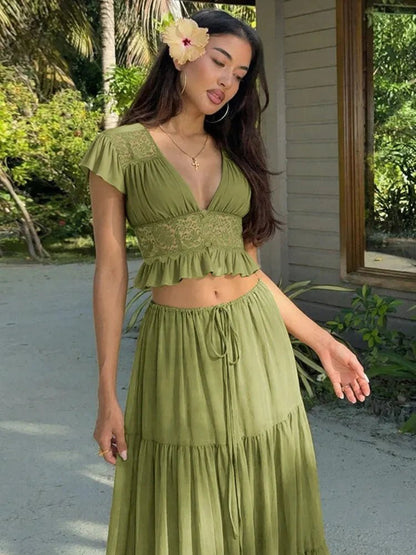 SOKYND Juliana Lace Chiffon Set Matching SetsSOKYND-243927-GRE-XS-45751GreenXS