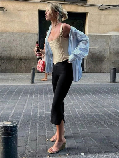 SOKYND Julie Black Capris Pants BottomsHL1774219786668146737L