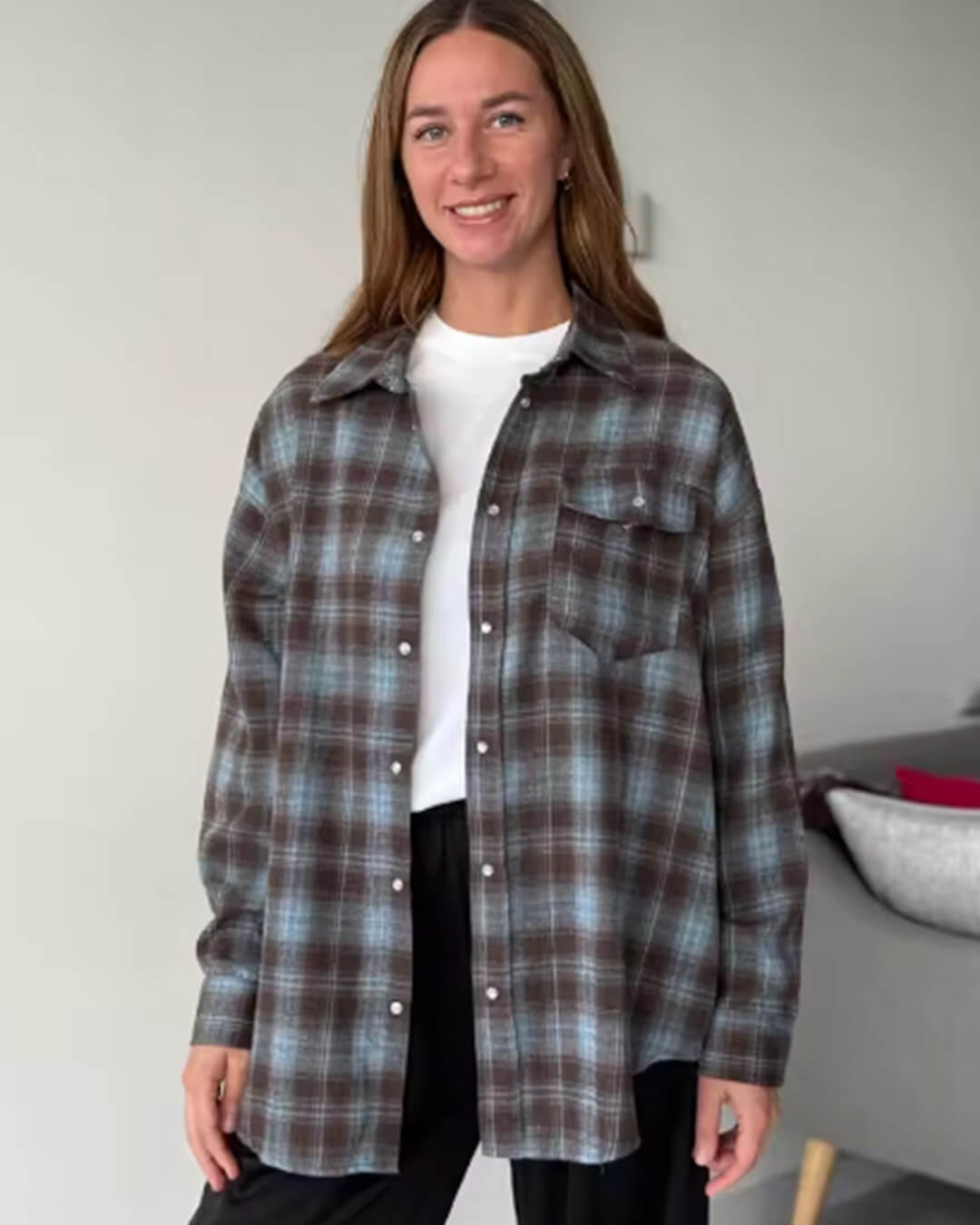 SOKYND Karen Oversized Plaid Shirt BlouseSOKYND-709143-GRA-O-62615Gray BlueOne Size
