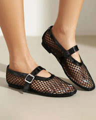 Keira Ballerinas aus Mesh mit Schnalle
