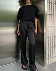 Keith High Waist Satin Weite Hose