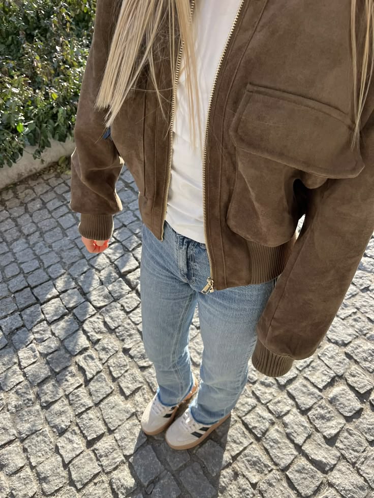 SOKYND Kelly Faux Suede Bomber Jacket JacketSOKYND-911703-BRO-XS-95895BrownXS