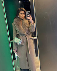 Kirsty Kunstfellkragen Maxi-Mantel