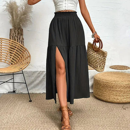 SOKYND Lavinia Bohemian Midi Ruffle Skirt SkirtBlackM