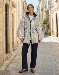 Leah Retro Plaid Hooded Jacket