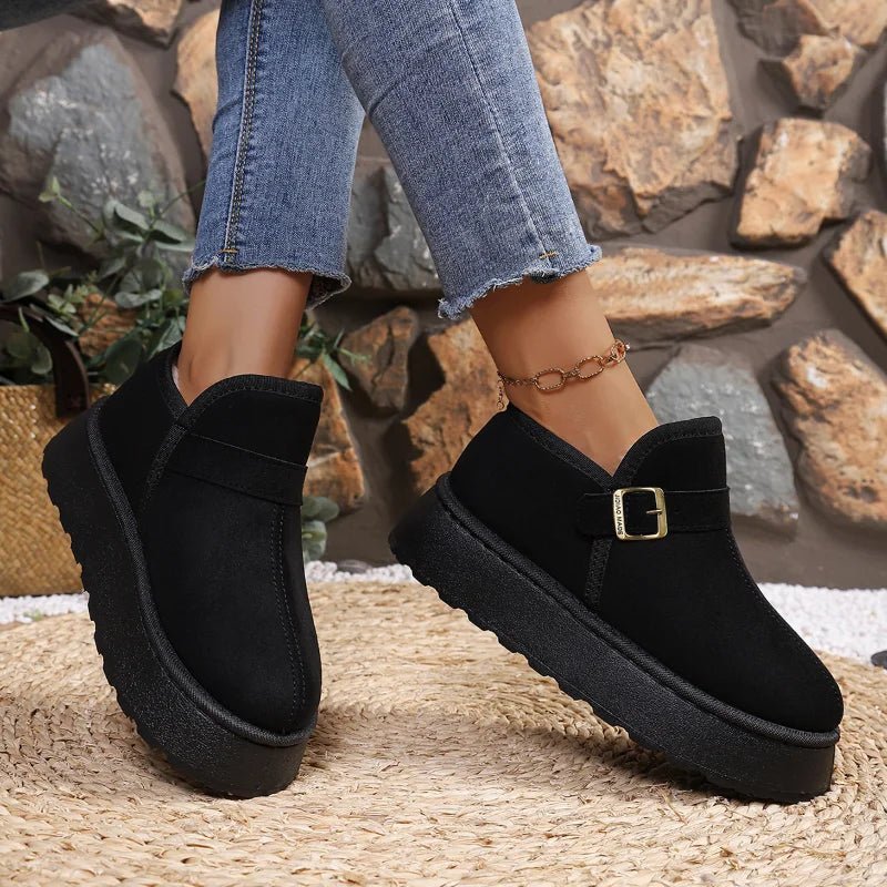 SOKYND Lena Slip-On Suede Platform Ankle Booties ShoesSOKYND-016215-BLA-36-30551Black36