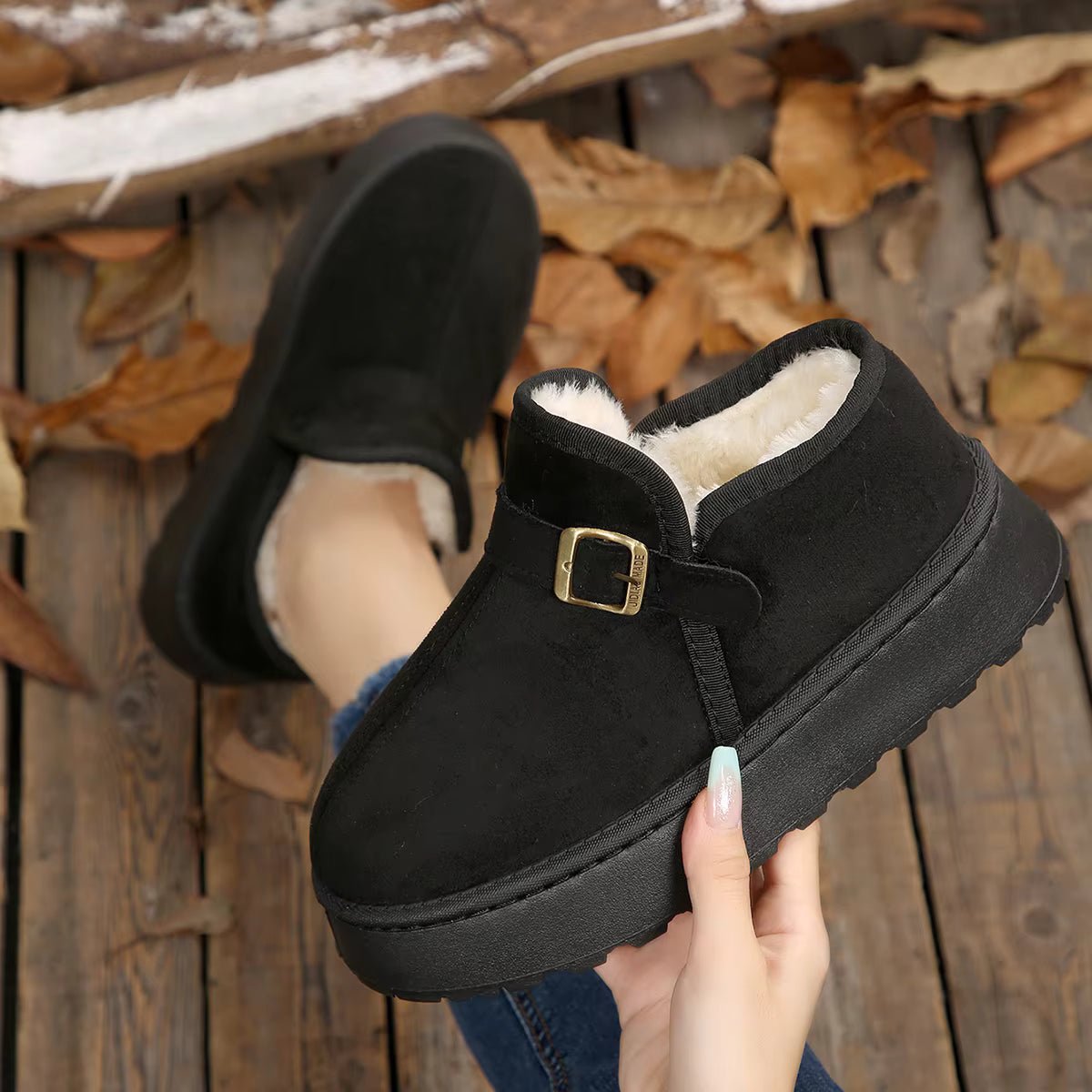 SOKYND Lena Slip-On Suede Platform Ankle Booties ShoesSOKYND-016215-BLA-39-28855Black39
