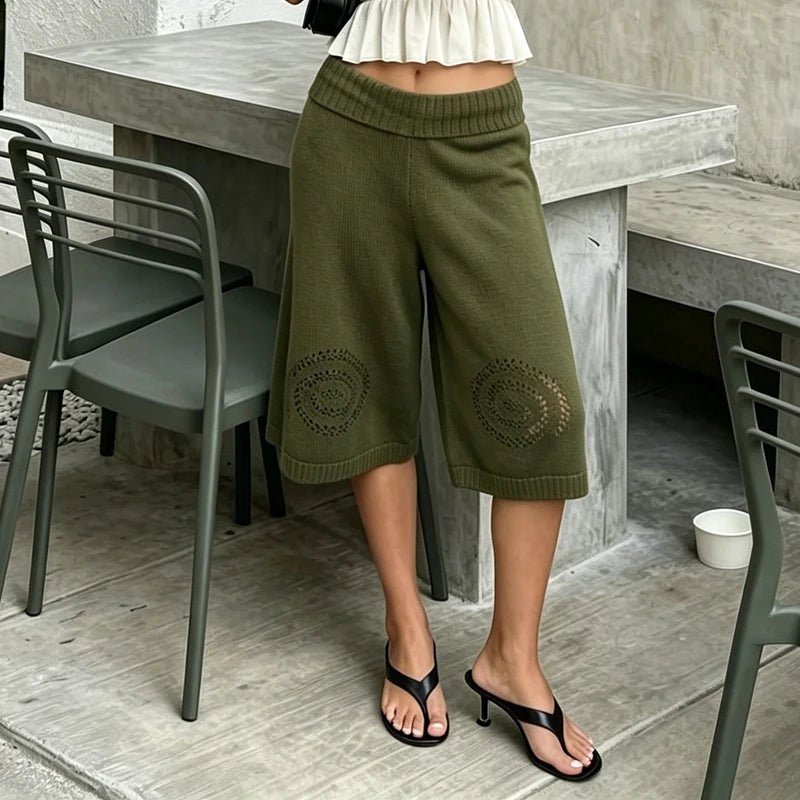 SOKYND Lisa Knit Wide-Leg Culottes ShortsSOKYND-218391-OLI-S-18711OliveS