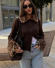 Lola Strickjacke mit Kunstfellbesatz