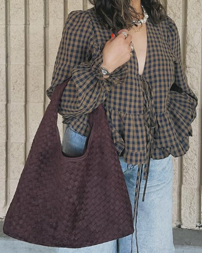 SOKYND Lola Woven Faux Suede Tote Bag BagSOKYND-493847-BRO-OS-47255Brown