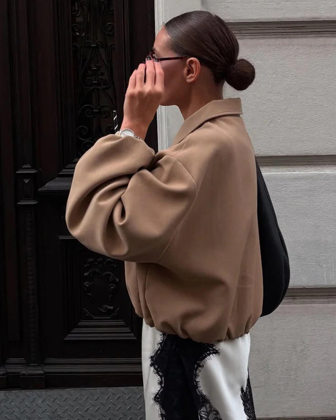 SOKYND Luana Puffed Bomber Jacket Coats & JacketsBeigeXS
