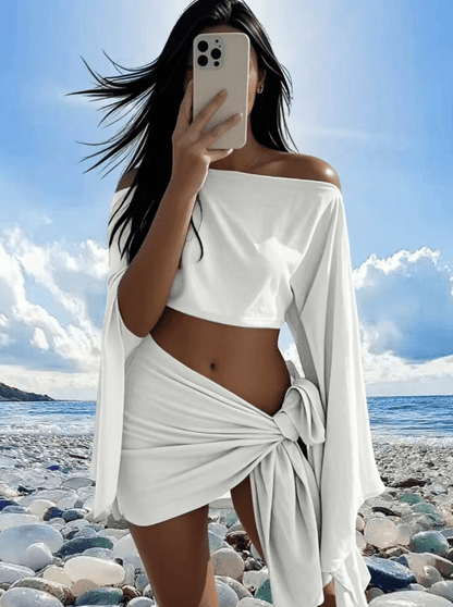 SOKYND Lucia Sarong & Off-Shoulder Top Set Matching SetspW1772580086487757240WhiteS
