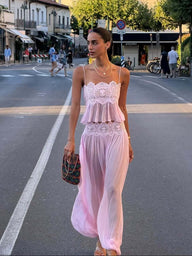 Luna Spitzen-Chiffon-Hosen-Set