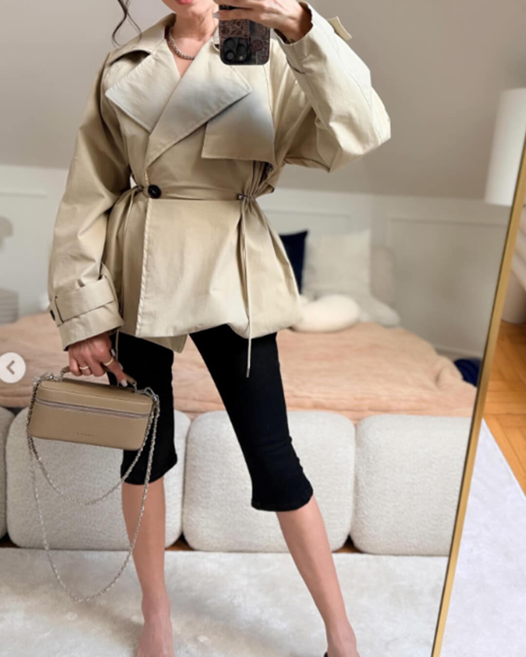 SOKYND Maria Lapel Collar Drawstring Trench Coat CoatSOKYND-741911-BEI-L-93687BeigeL