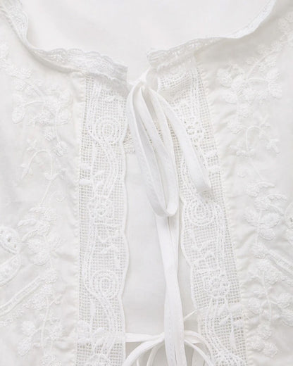SOKYND Marilyn Embroidered Lace Trim Blouse TopsLu1774219786670156246WhiteM