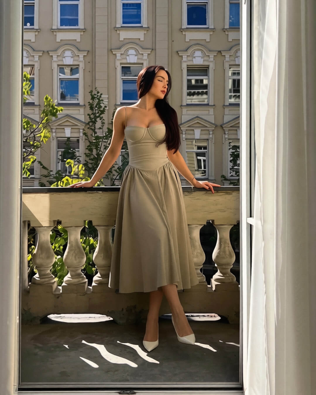 SOKYND Marjorie Sleeveless Strap Midi Dress DressesCJ1772777205902349096BeigeS