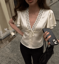 Kelly Satin-Bluse zum Durchknöpfen