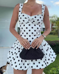 Megan Minikleid mit Polka-Dots und Ballonärmeln