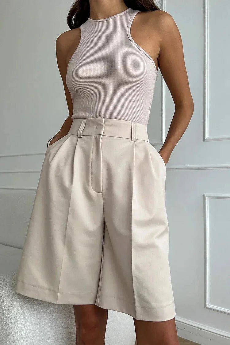 SOKYND Meghan High Waist Pleated Shorts Bottoms1005005675302846-;dA1774905278646140260WhiteS