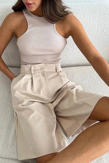 SOKYND Meghan High Waist Pleated Shorts Bottoms1005005675302846-;dA1774905278646140260WhiteS