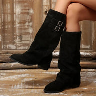 Melanie Retro Schnallen Kniehohe Stiefel