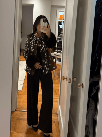 SOKYND Melissa Contrast Cuff Faux Fur Jacket JacketSOKYND-006551-1AS-M-28567BrownM