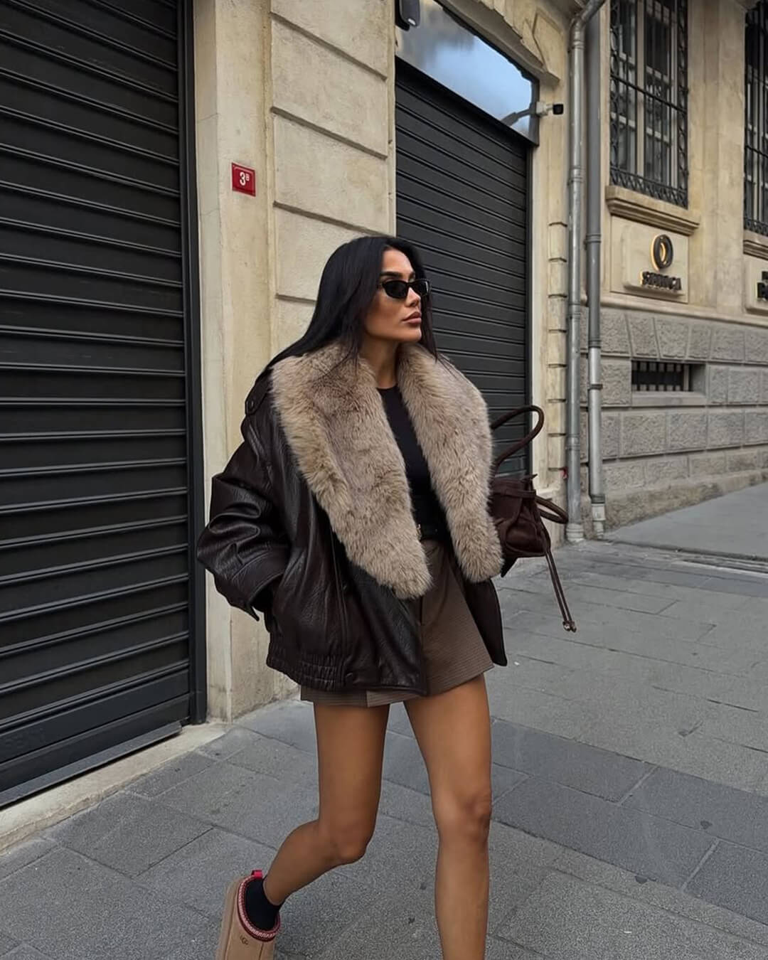 SOKYND Merriame Faux Leather Jacket with Detachable Fur Collar Coats & Jacketsoh1767625273836161534BrownL