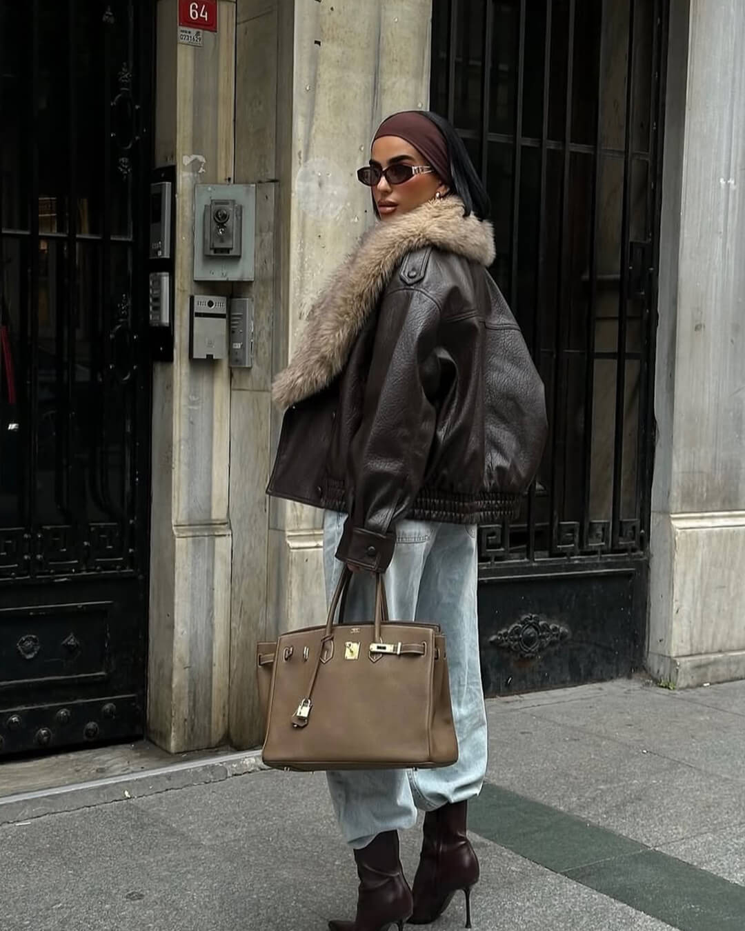 SOKYND Merriame Faux Leather Jacket with Detachable Fur Collar Coats & JacketsRp1767625273835923883BrownS