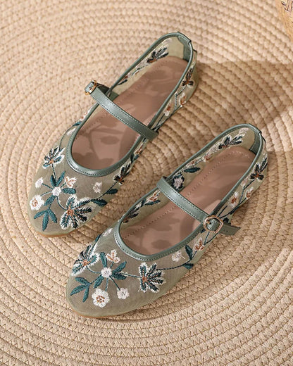 SOKYND Mia Embroidered Ballet Flats ShoesHU1772777205919694327Green39