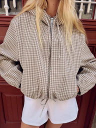 Mila Kariert Kapuzen-Cropped-Jacke