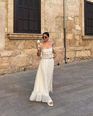 Monica gerafftes Cami Maxi-Rock-Set