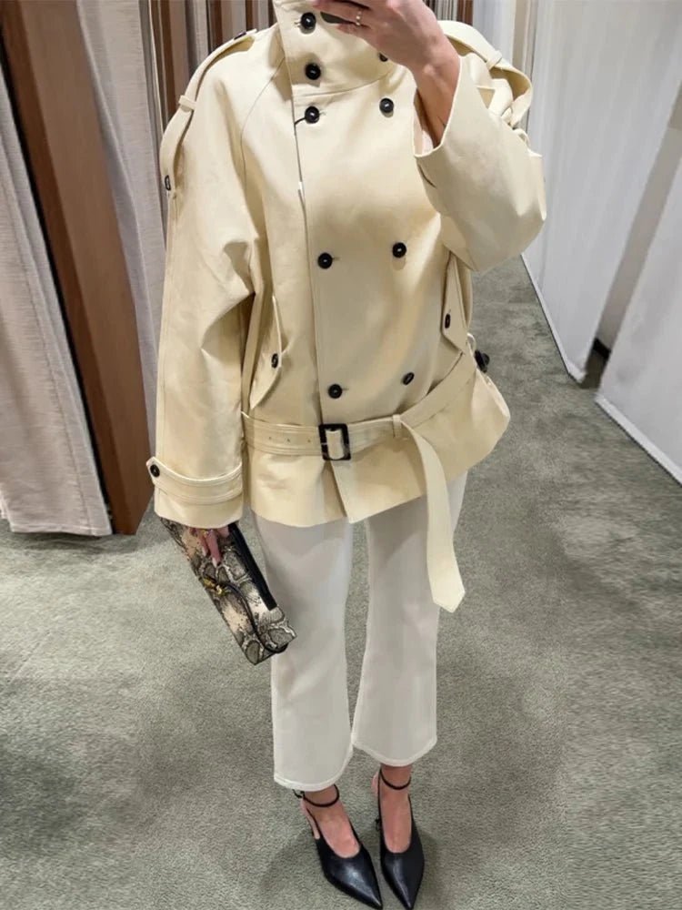 SOKYND Nina Stand Collar Trench Coat CoatSOKYND-242647-B-L-90551BeigeL