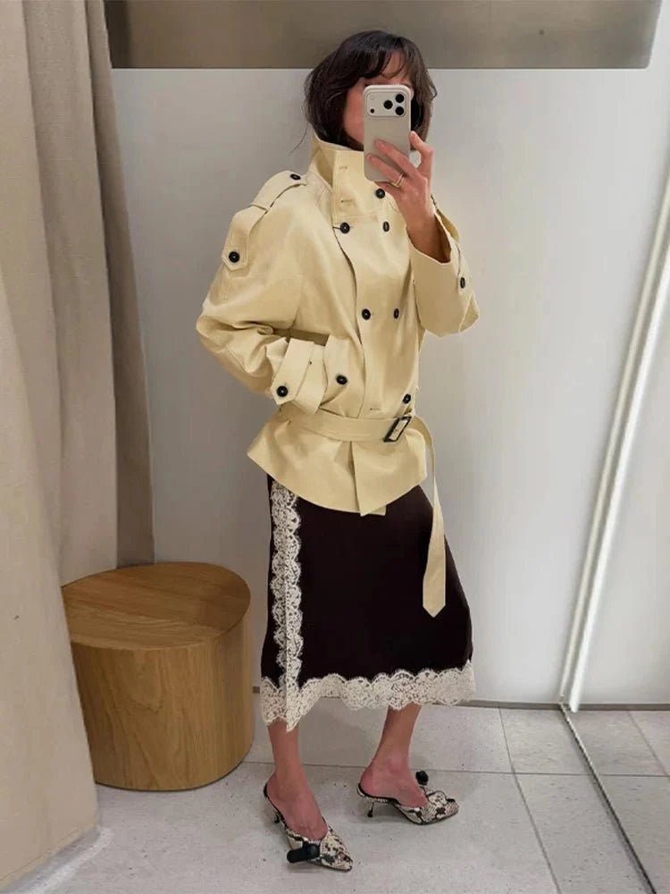 SOKYND Nina Stand Collar Trench Coat CoatSOKYND-242647-B-M-57783BeigeM