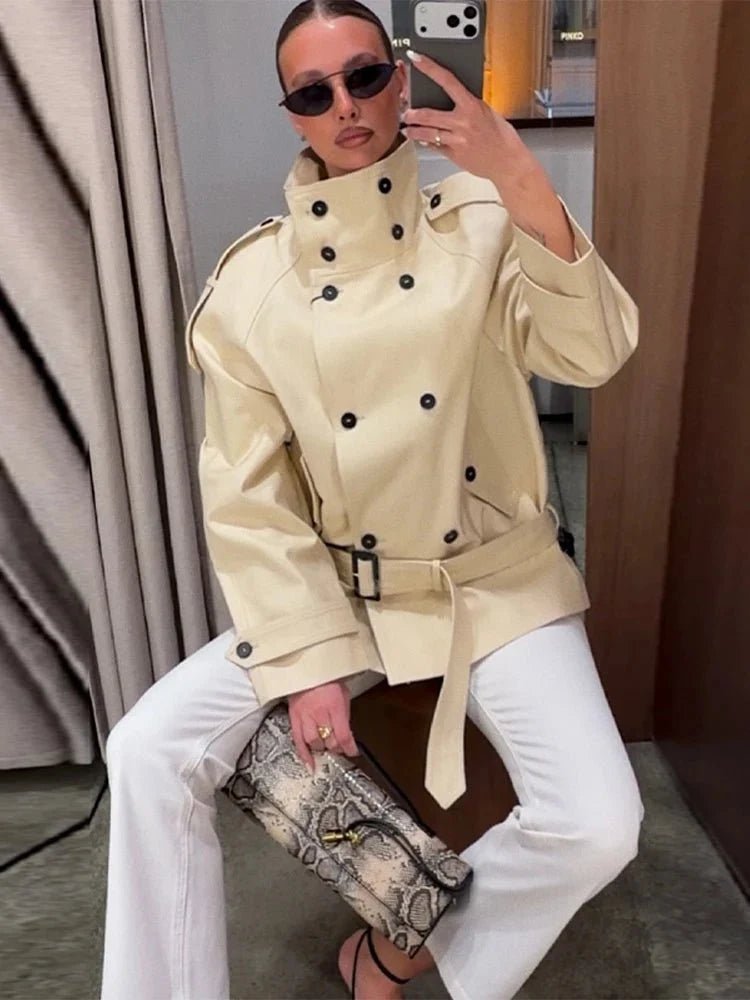 SOKYND Nina Stand Collar Trench Coat CoatSOKYND-242647-B-S-25015BeigeS