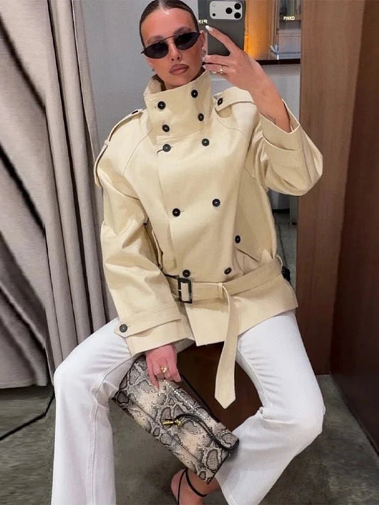 SOKYND Nina Stand Collar Trench Coat CoatSOKYND-242647-B-S-25015BeigeS