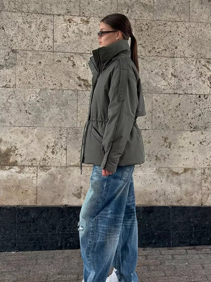 SOKYND Olivia Oversized Drawstring Waist Puffer Jacket JacketSOKYND-246423-OLI-S-32951Olive GreenS