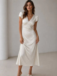 Ora bedrucktes Satin-Midikleid