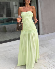 Oriane Trägerloses Maxikleid mit Blumen-Spitze