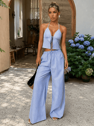 Phoenix Gestreiftes Neckholder-Top-Set