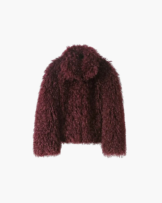 SOKYND Priscilla Fuzzy Faux Fur Coat Coats & Jacketsct1767356248755910001BurgundyXS